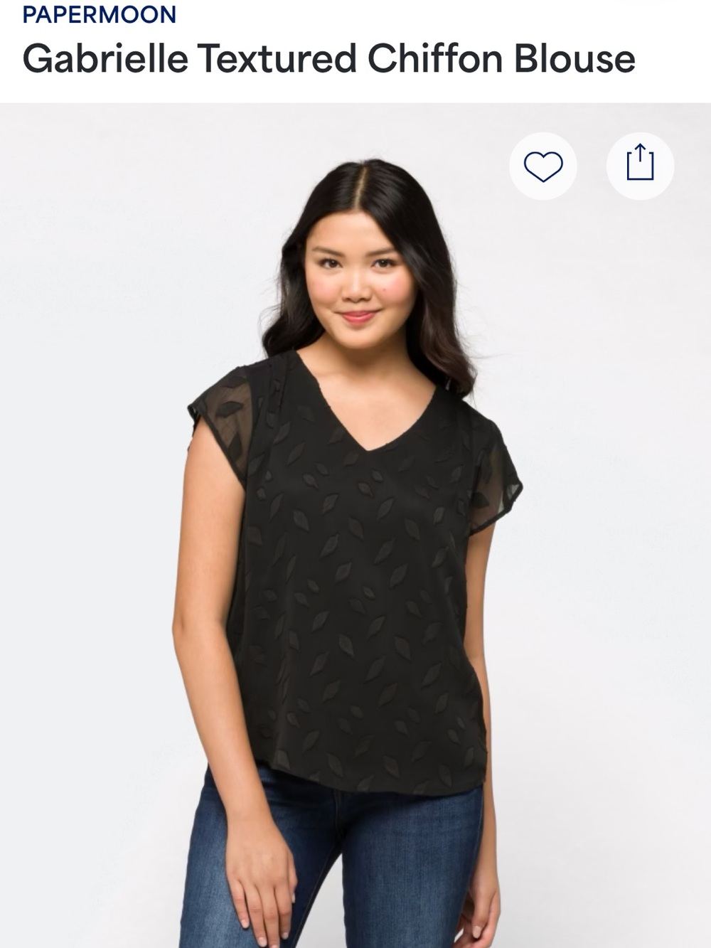 Papermoon Black Gabrielle Textured Chiffon Blouse